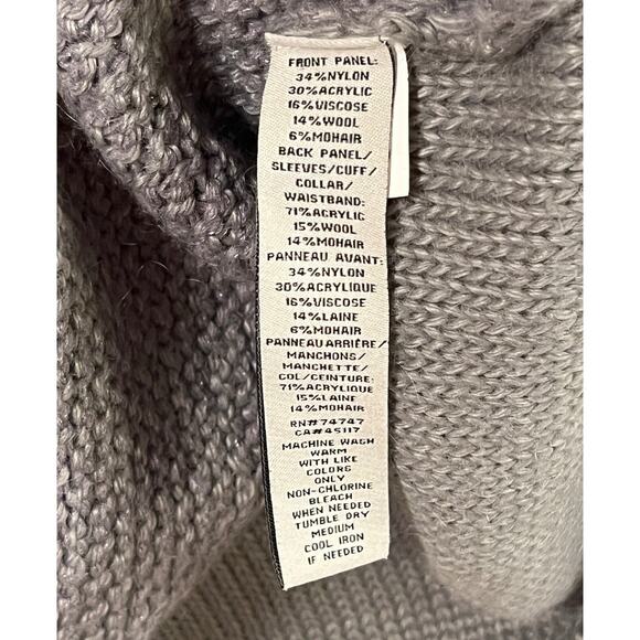 Women's Gray Boat Neck Wool Mohair Blend Cozy Basketweave Sweater Large Preppy - Picture 7 of 7